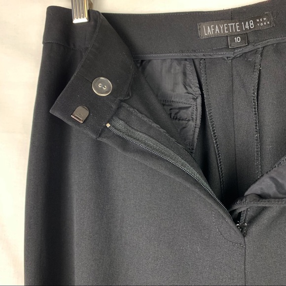 Lafayette 148 Black Slacks Wool Elastane Blend Dress Trouser Sz 10 - Picture 5 of 10